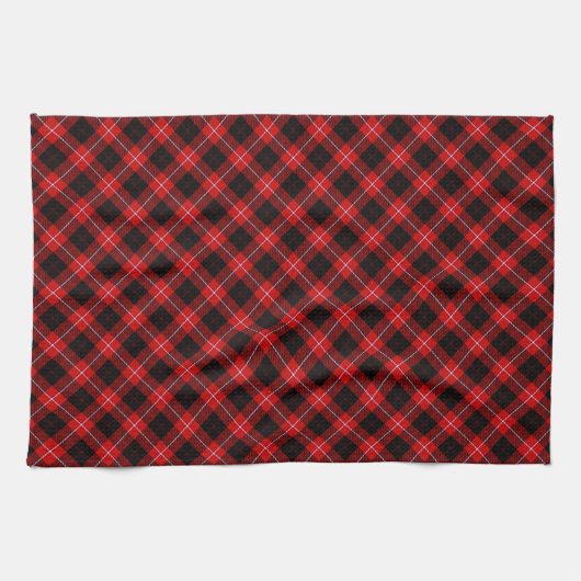 Cunningham Tartan Red Black Pset Theedoek (Horizontaal)