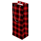 Cunningham Tartan Red Black Pset Wijn Cadeautas (Achterkant Gekanteld)