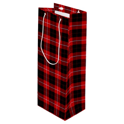 Cunningham Tartan Red Black Pset Wijn Cadeautas (Voorkant Gekanteld)