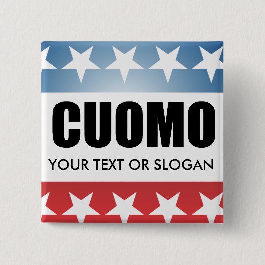 CUOMO 2010 VIERKANTE BUTTON 5,1 CM (Voorkant)