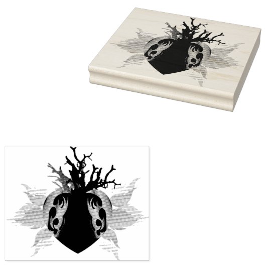 Cuore e coralli rubberstempel (Gestempeld)