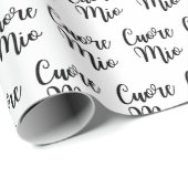 Cuore Mio (My heart) Chic Black Script Repeat Cadeaupapier (Rol Hoek)