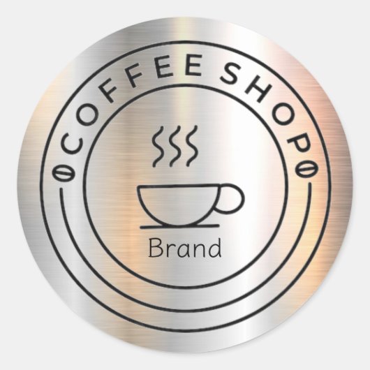 Cup Cafe Zakelijke Koffiewinkel Ronde Sticker (Voorkant)