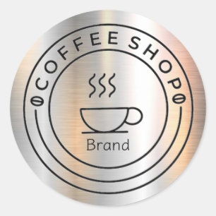 Cup Cafe Zakelijke Koffiewinkel Ronde Sticker
