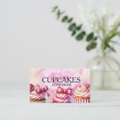 Cup cakes Baker Bakery Treats Pink Visitekaartje (Staand voorkant)