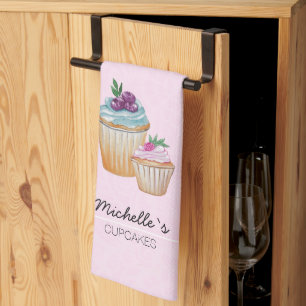 Cup Cakes En Vruchten Aquarel Theedoek