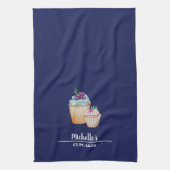 Cup Cakes En Vruchten Aquarel Theedoek (Verticaal)