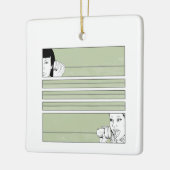 Cup en snaartelefoon keramisch ornament (Links)