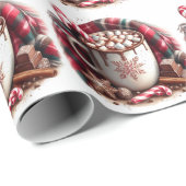 Cup Hot Chocolate Candy Cane Geplaid servet Cadeaupapier (Rol Hoek)