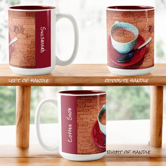 Cup Lepel Typografie Embedded Word Cloud Custom Tweekleurige Koffiemok