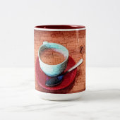 Cup Lepel Typografie Embedded Word Cloud Custom Tweekleurige Koffiemok (Center)