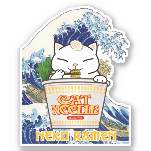 Cup Noodle Ramen Cat Sticker (Voorkant)