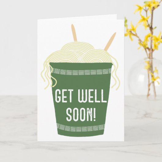 Cup Noodles Custom Get Well Soon Kaart (Gele Bloem)