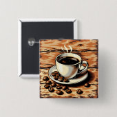 Cup of coffee vierkante button 5,1 cm (Voorkant /achterkant)
