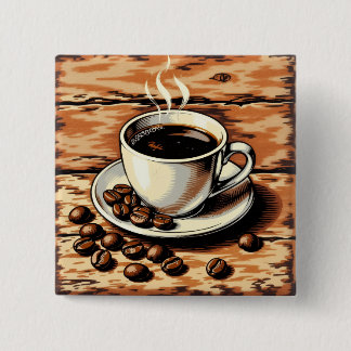 Cup of coffee vierkante button 5,1 cm