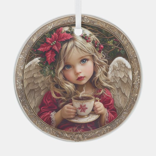 Cup of Comfort – Angel of Winter Peace Glas Ornament (Voorkant)