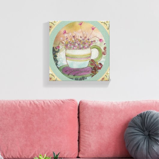 Cup of Flowers-2 Canvas (Insitu (Woonkamer))