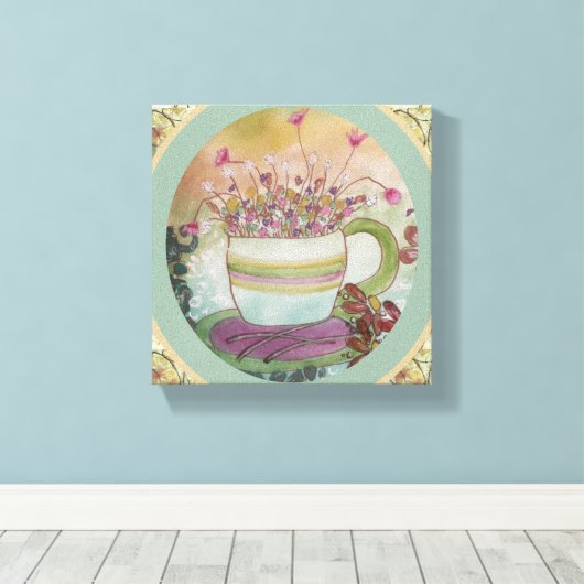 Cup of Flowers-2 Canvas (Insitu (Houten vloer))