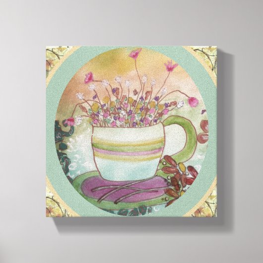 Cup of Flowers-2 Canvas Afdruk (Voorkant)
