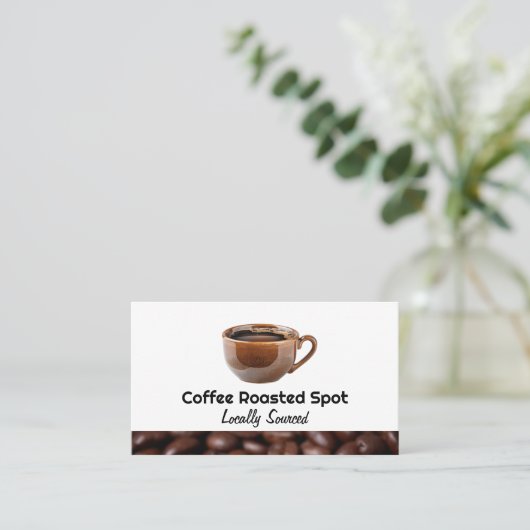 Cup of Fresh Brewed Coffee | Beans Visitekaartje (Staand voorkant)