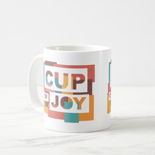 "Cup of Joy" Kleurenblok Kleur Koffie Mok (Voorkant links)