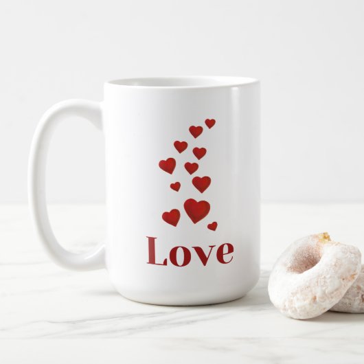 Cup of LOVE with hearts. Koffiemok (Met donut)