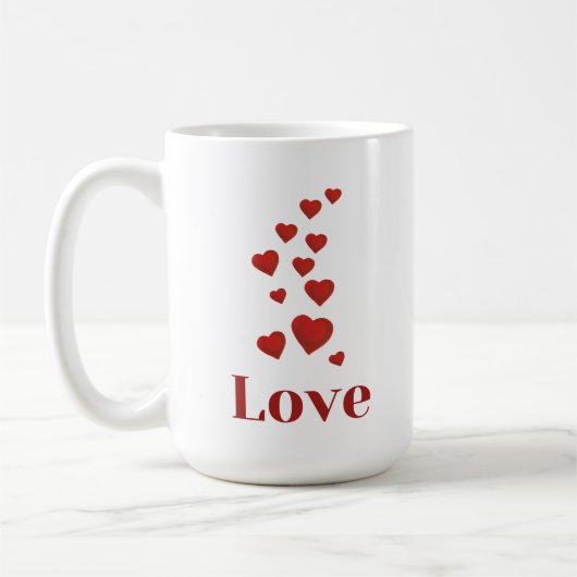 Cup of LOVE with hearts. Koffiemok (Links)