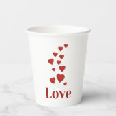 Cup of LOVE with hearts. Papieren Bekers (Achterkant)