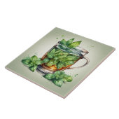 Cup of Mint Tea with Fresh Peppermint Leaves Tegeltje (Zijkant)