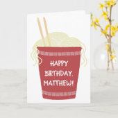 Cup van Ramen Noodles Custom Personalized Birthday Kaart (Gele Bloem)