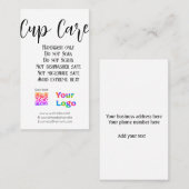 Cup verzorgingsinstructies voeg bedrijfsnaam toe l visitekaartje (Voorkant / Achterkant)