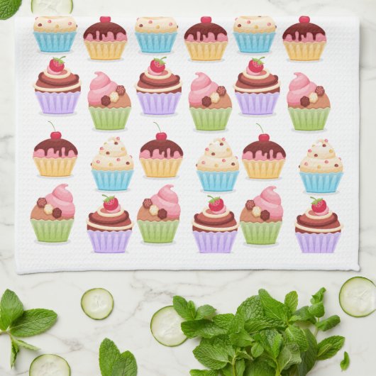 Cupacake keukenhanddoeken (Gevouwen)