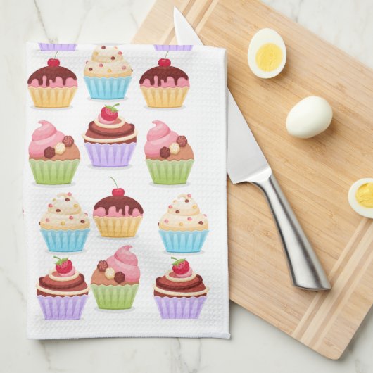 Cupacake keukenhanddoeken (Quarter Fold)