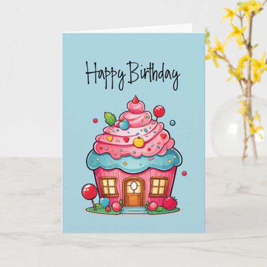 Cupacke Home Client Happy Birthday Kaart (Gele Bloem)