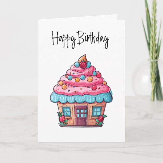 Cupacke House Client Happy Birthday Kaart (Voorkant)