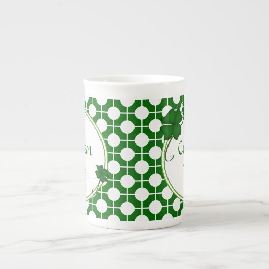 Cupan Tae Gaelic Shamrock Bone China Mok (Voorkant)