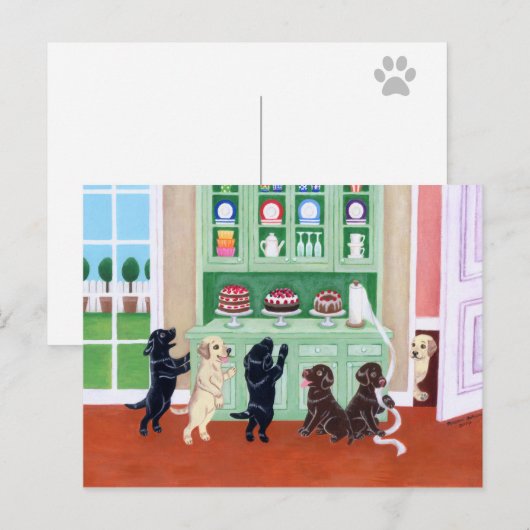 Cupboard Labrador-Puppies Briefkaart (Voorkant / Achterkant)