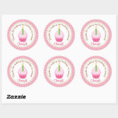 Cupcake 1e Verjaardag Dank u Stickers (roze) (Vel)