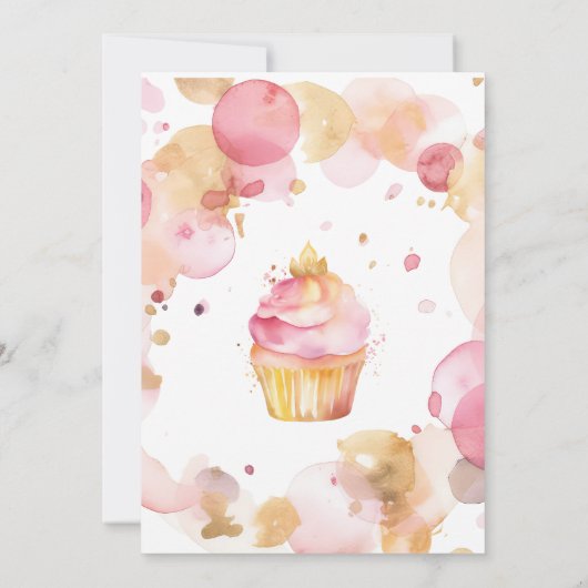 Cupcake 1e verjaardag uitnodiging meisjes (Achterkant)