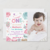 Cupcake 1e verjaardagsfeestje Een lief Snoep Kaart (Voorkant)