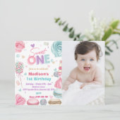 Cupcake 1e verjaardagsfeestje Een lief Snoep Kaart (Staand voorkant)