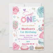 Cupcake 1e verjaardagsfeestje Twee lief Snoep Kaart (Voorkant)