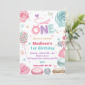 Cupcake 1e verjaardagsfeestje Twee lief Snoep Kaart (Staand voorkant)