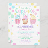 Cupcake 1st Birthday Uitnodiging Onze Kleine Cupca (Voorkant / Achterkant)