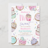 Cupcake 2e verjaardagsfeest Twee Sweet Snoep Party Kaart (Voorkant)