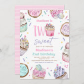 Cupcake 2e verjaardagsfeest Twee Sweet Snoep Party Kaart (Voorkant / Achterkant)