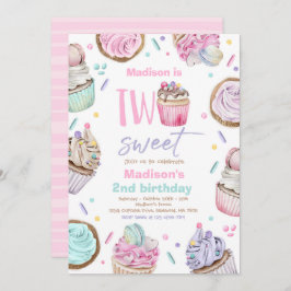 Cupcake 2e verjaardagsfeest Twee Sweet Snoep Party Kaart
