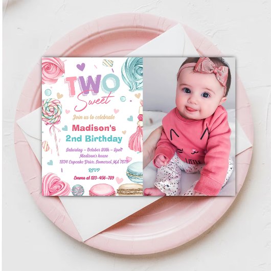 Cupcake 2e verjaardagsfeestje Twee lief Snoep Kaart