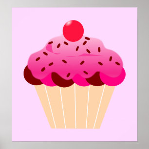 cupcake-310968 cupcake cherry roze ijsdessert poster