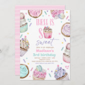 Cupcake 3e verjaardagsfeestje Drie Is Zo Zoet Cand Kaart (Voorkant / Achterkant)